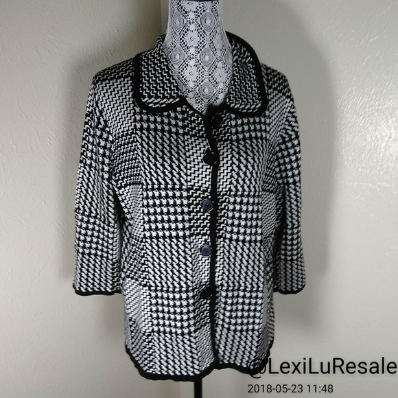 Christopher & Banks Jackets & Blazers - Christopher & Banks SZ XL Houndstooth Jacket Black